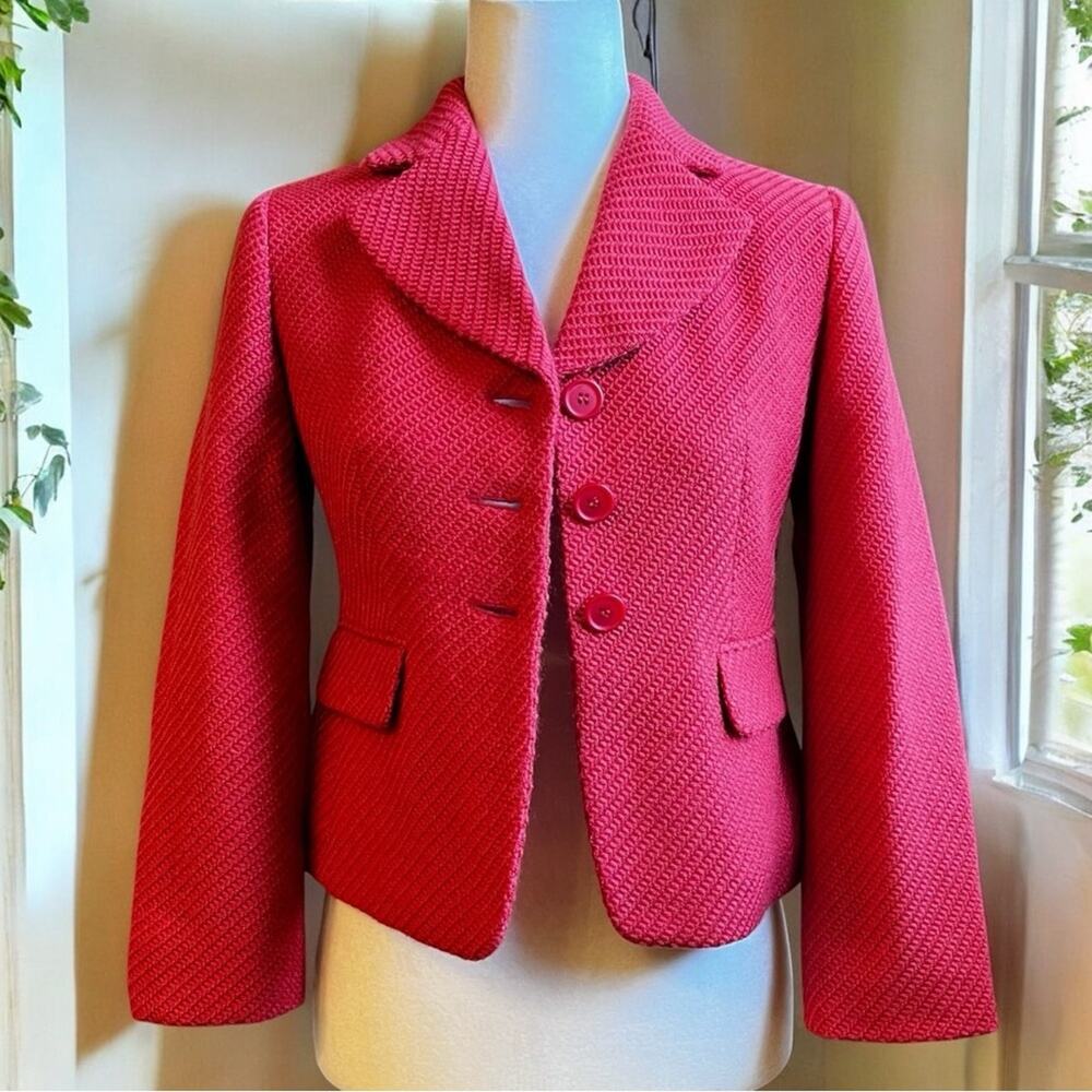 NEW Ann Taylor Loft Career Wool Chevron Classic Tailored Blazer Jacket 0P NWOT